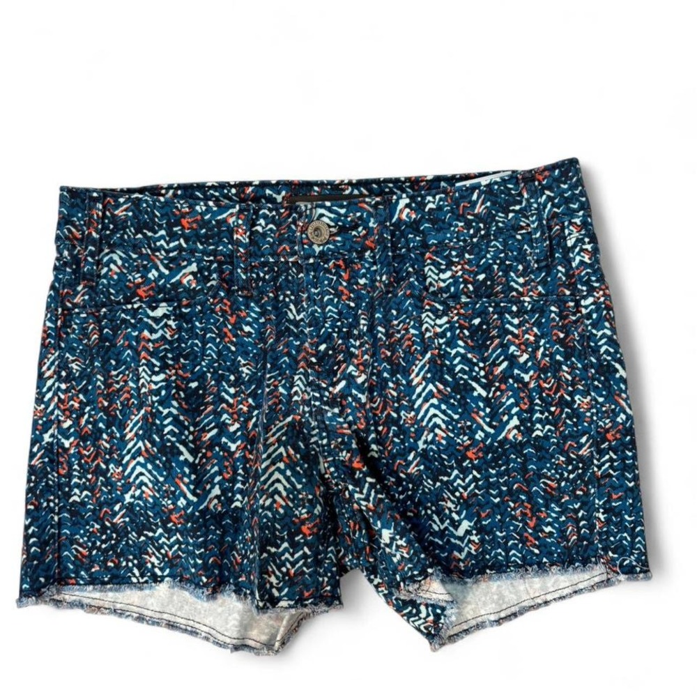 Levis Womens Blue Orange Geometric Print Denim Cut Off Shorts Size 4
